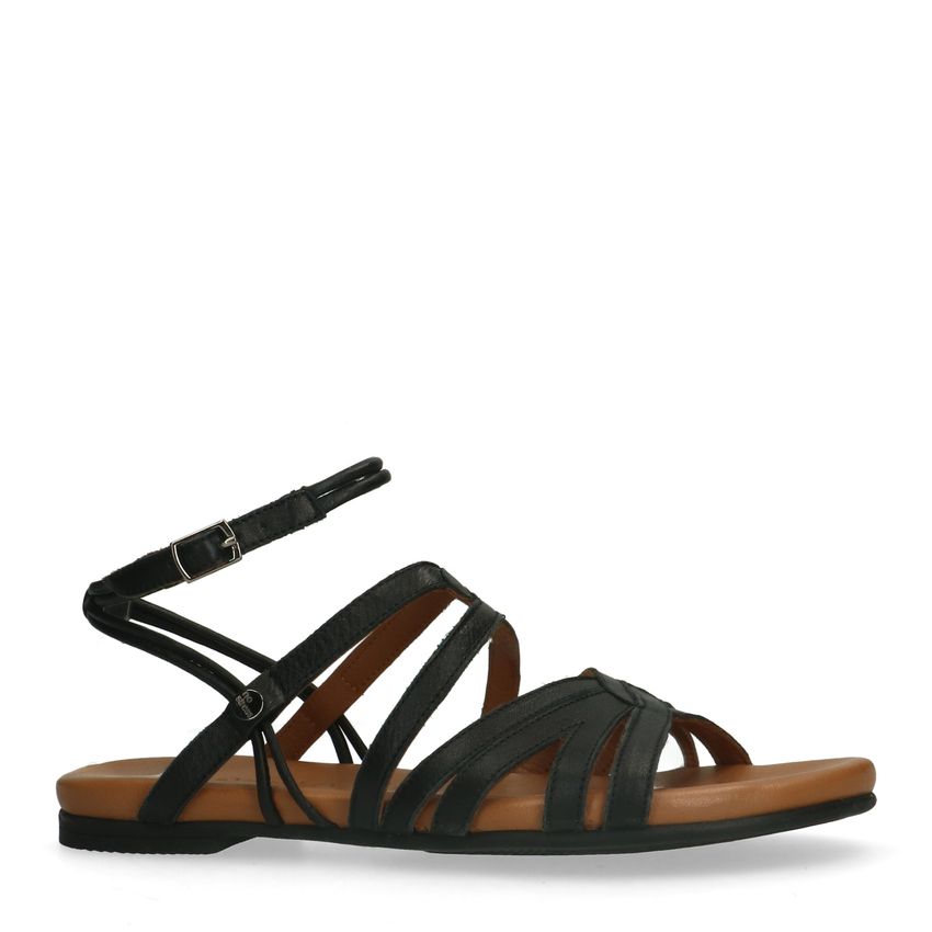 Zwarte leren sandalen met bandjes