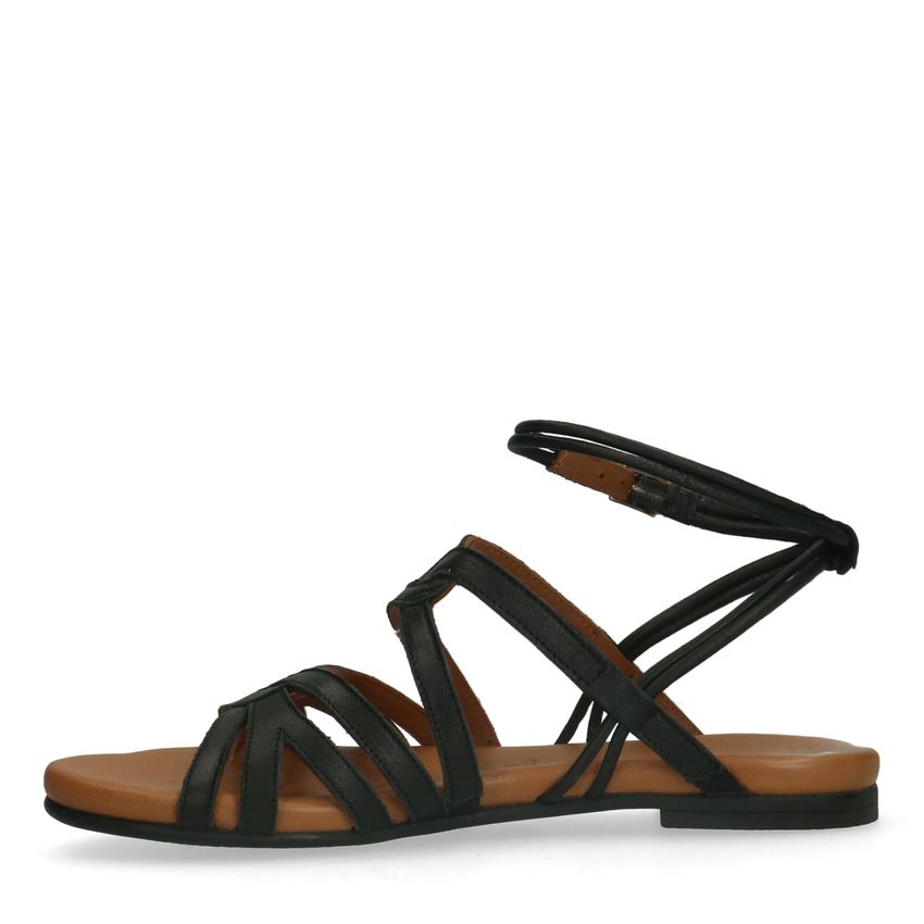 Zwarte leren sandalen met bandjes