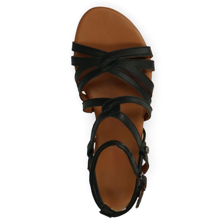 Zwarte leren sandalen met bandjes