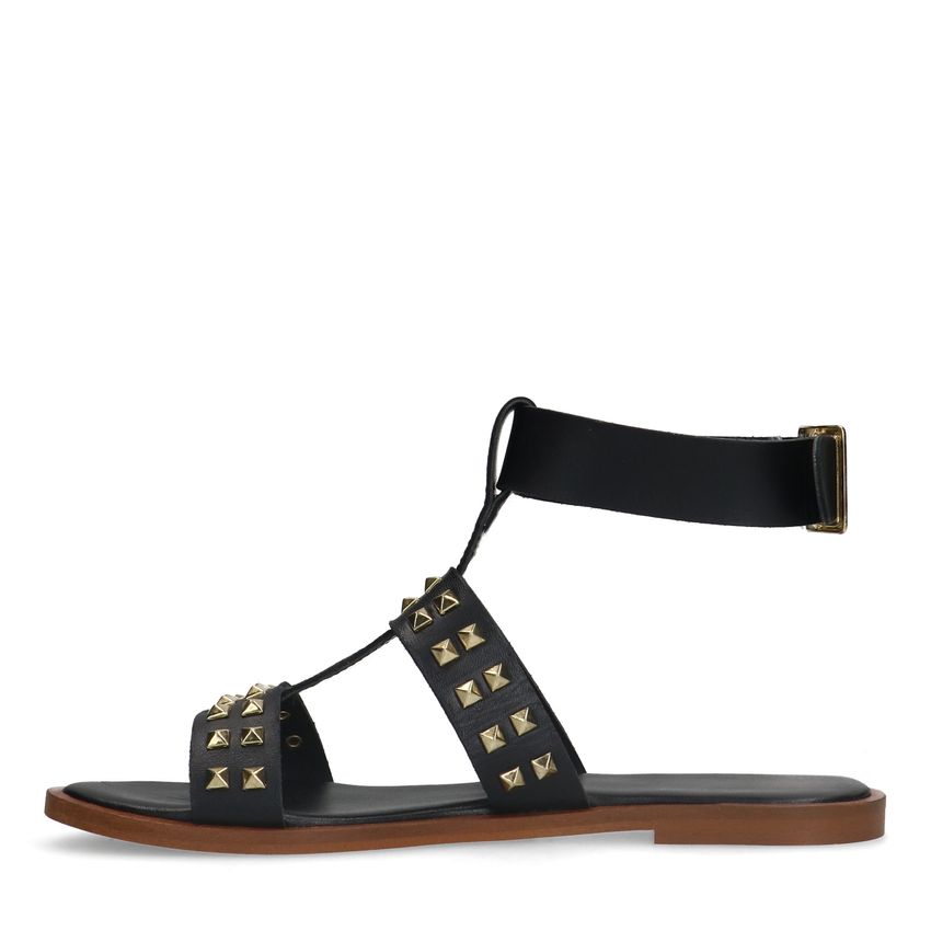 Zwarte leren sandalen met studs