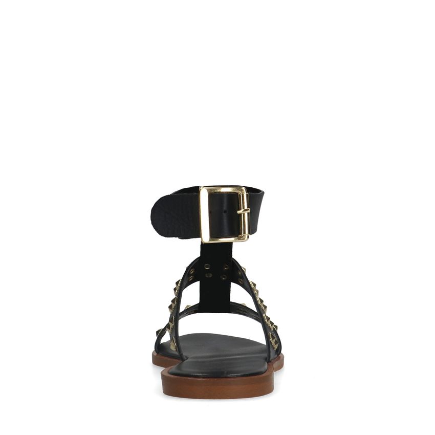 Zwarte leren sandalen met studs