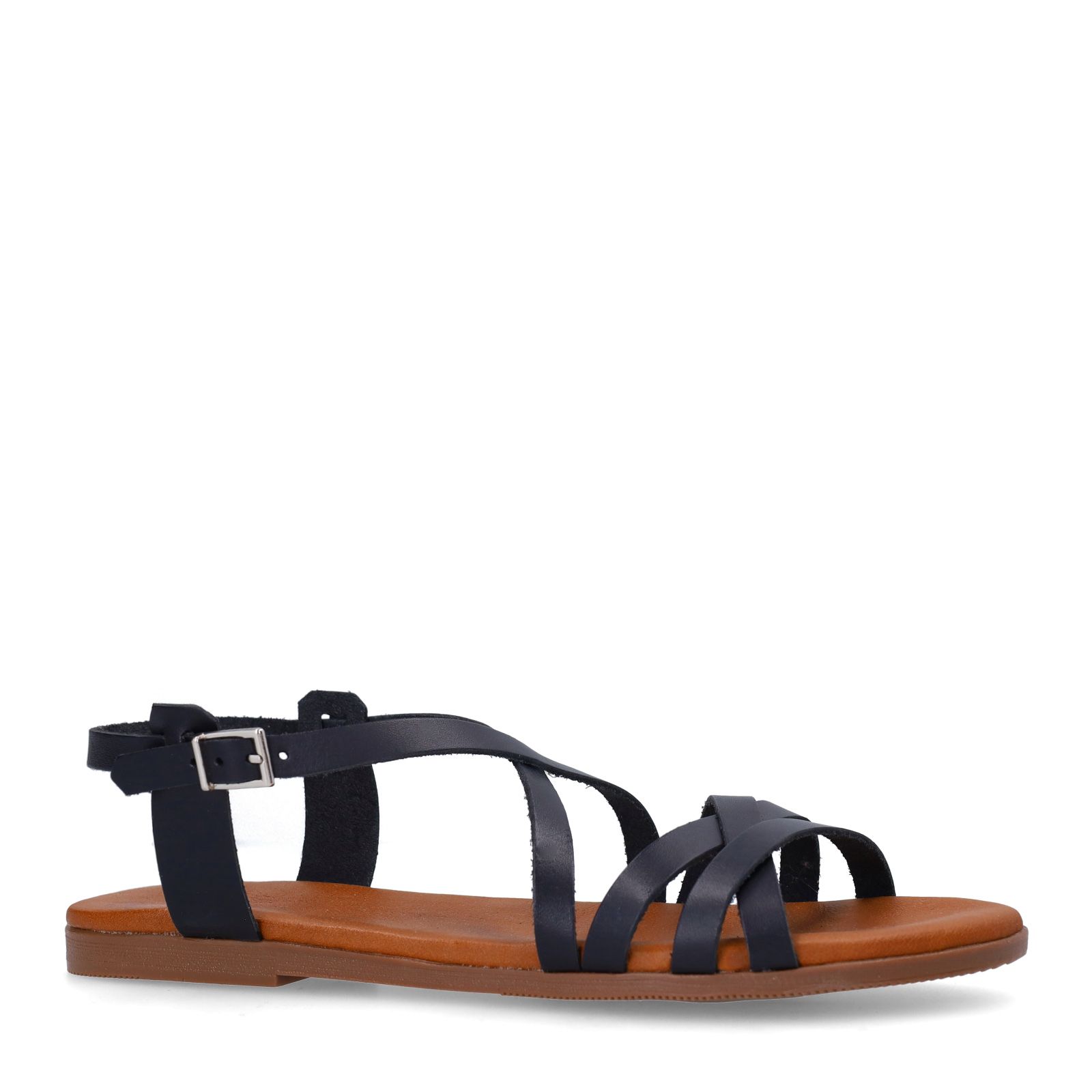 Zwarte leren sandalen