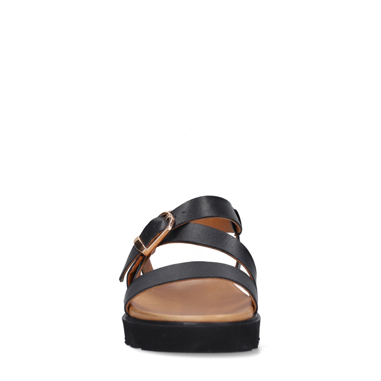 Schwarze Ledersandalen mit Plateausohle