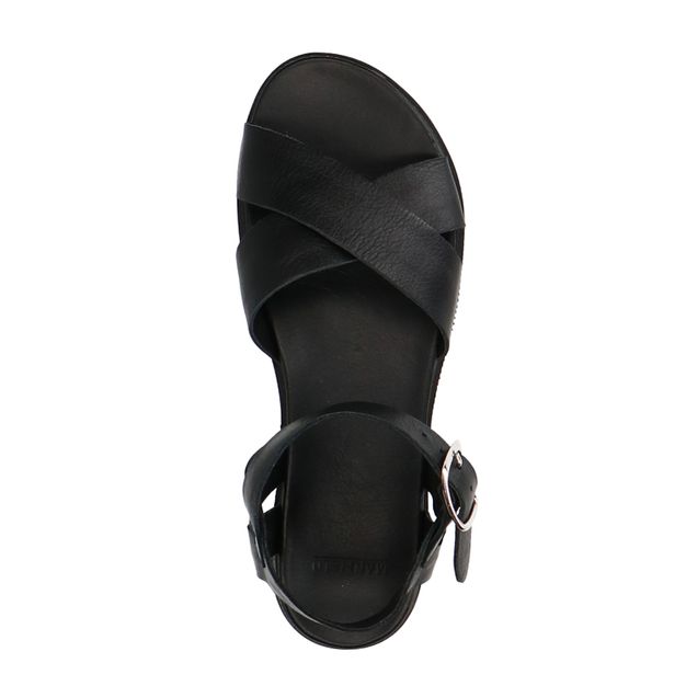Zwarte leren sandalen met gekruiste banden