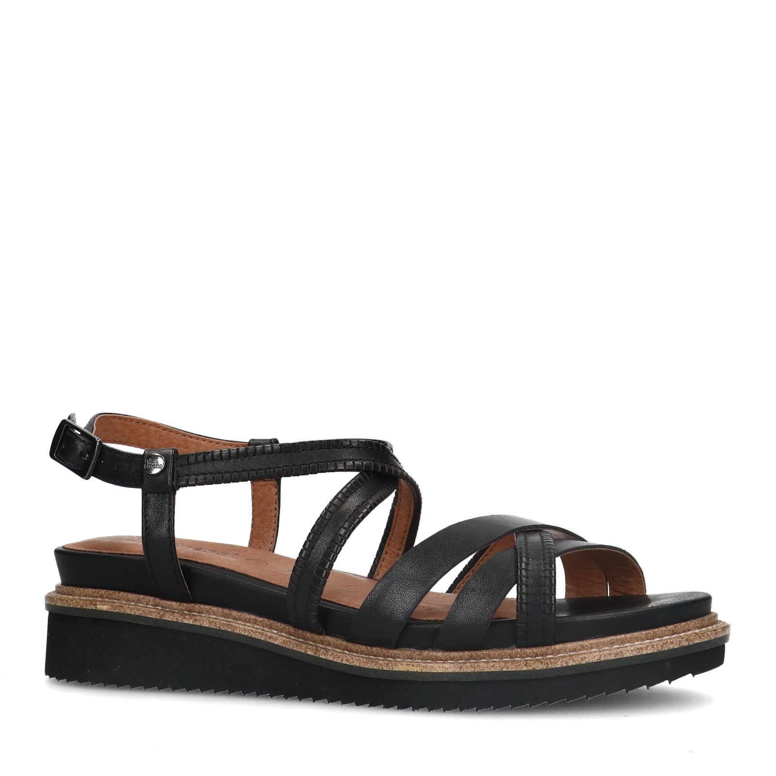 Zwarte leren sandalen met bandjes