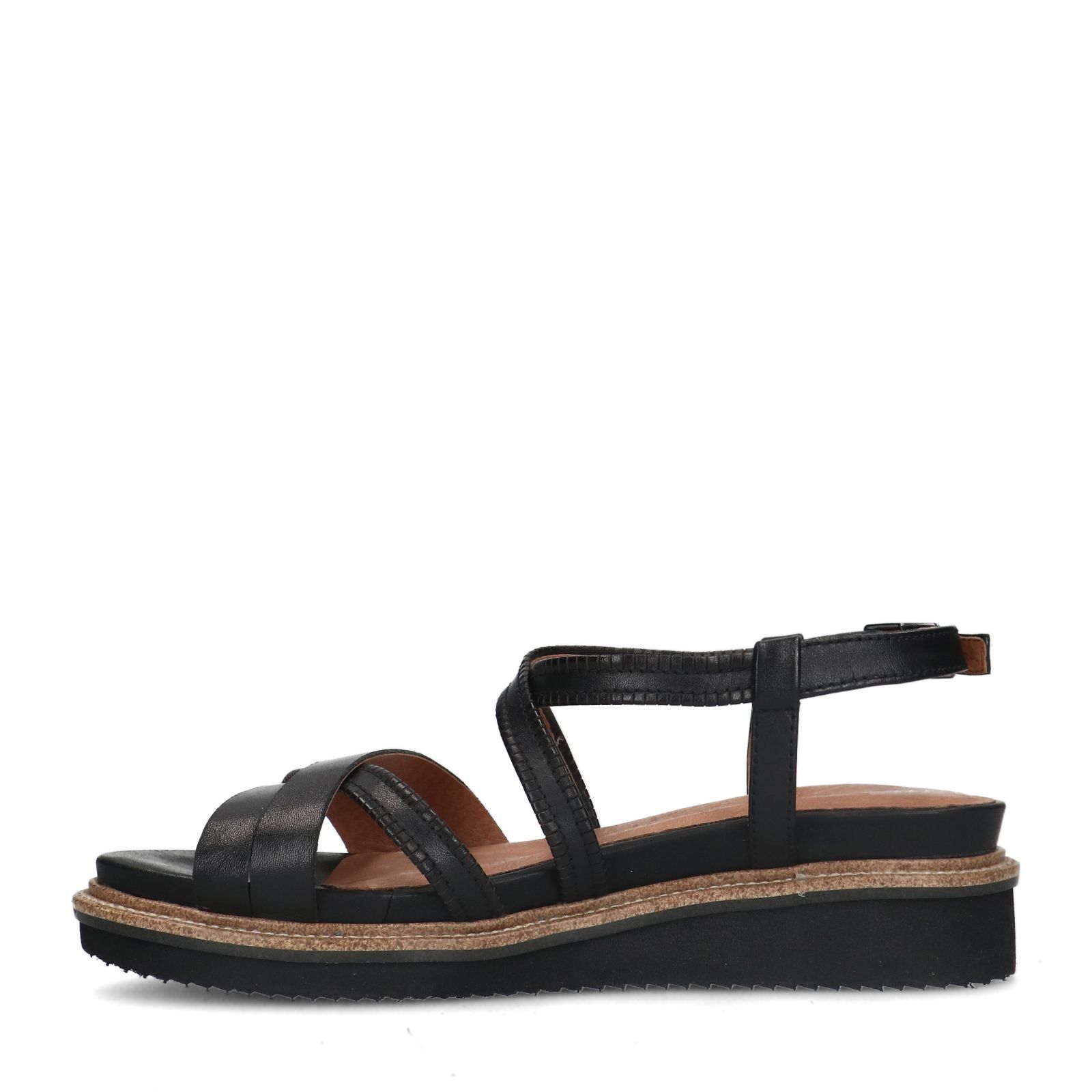 Zwarte leren sandalen met bandjes