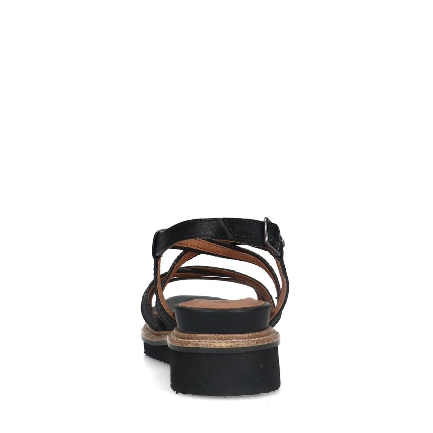 Zwarte leren sandalen met bandjes