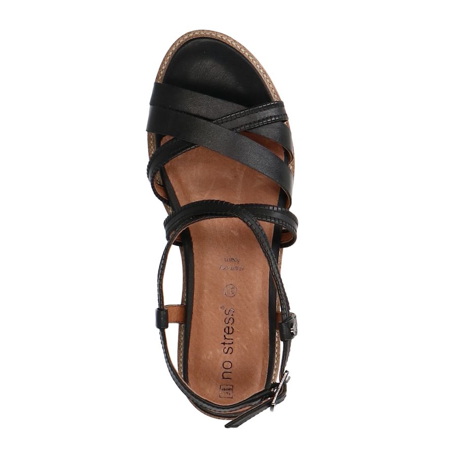 Zwarte leren sandalen met bandjes