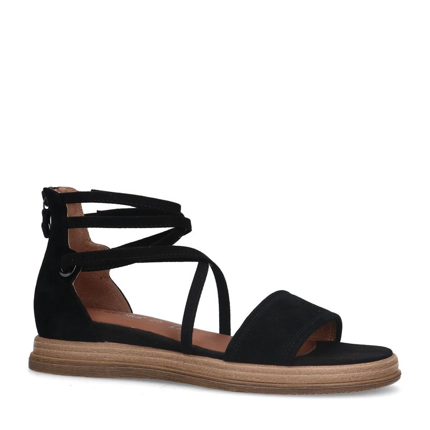 Schwarze Riemchensandalen aus Nubuk