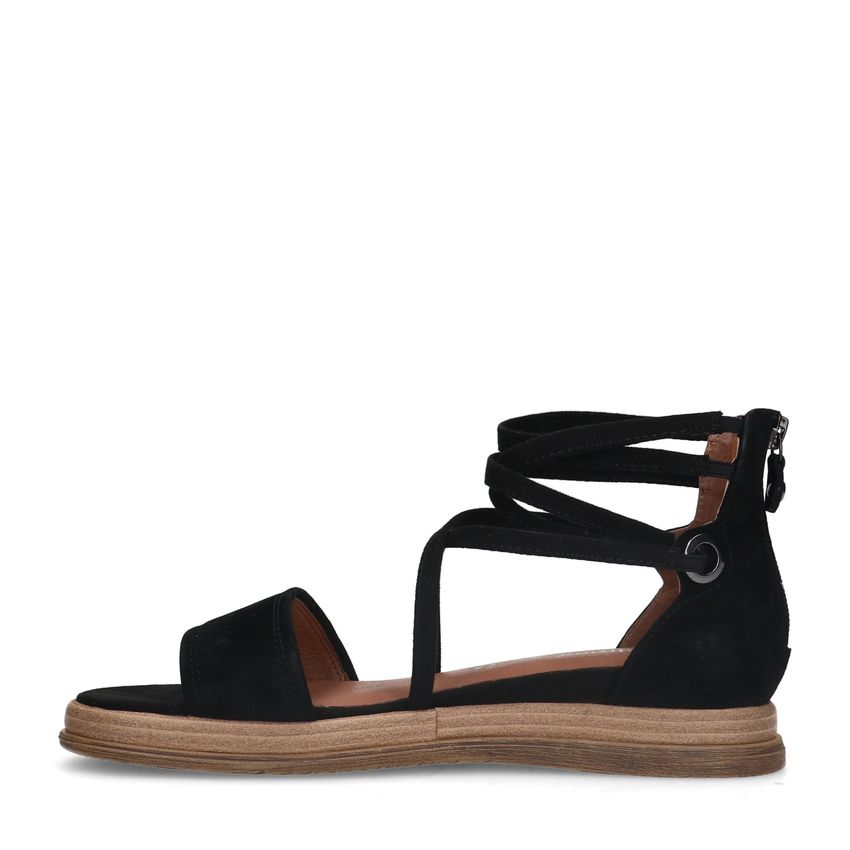 Schwarze Riemchensandalen aus Nubuk