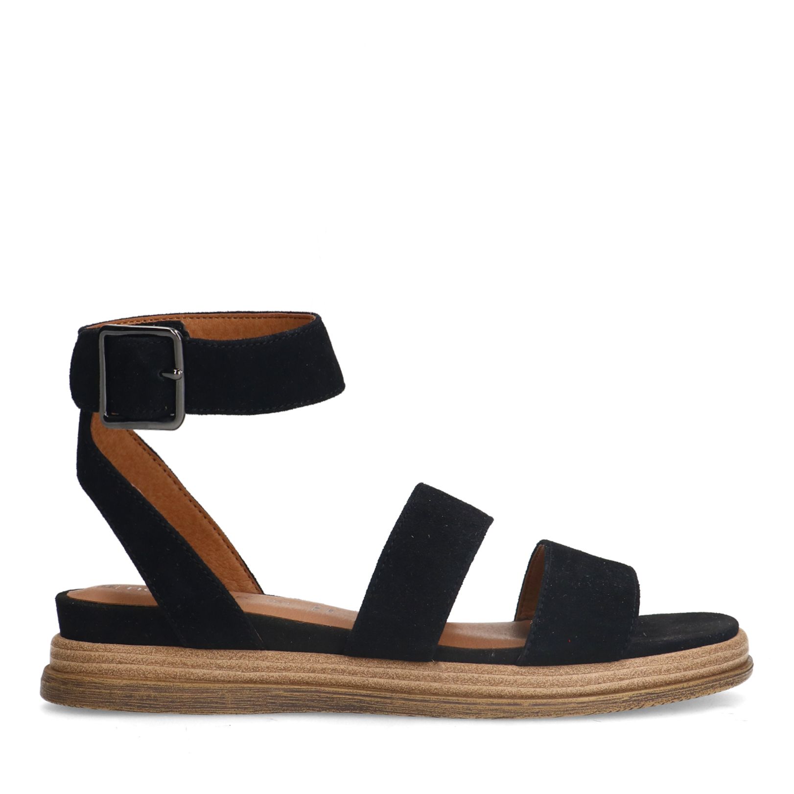 Schwarze Plateausandalen aus Veloursleder