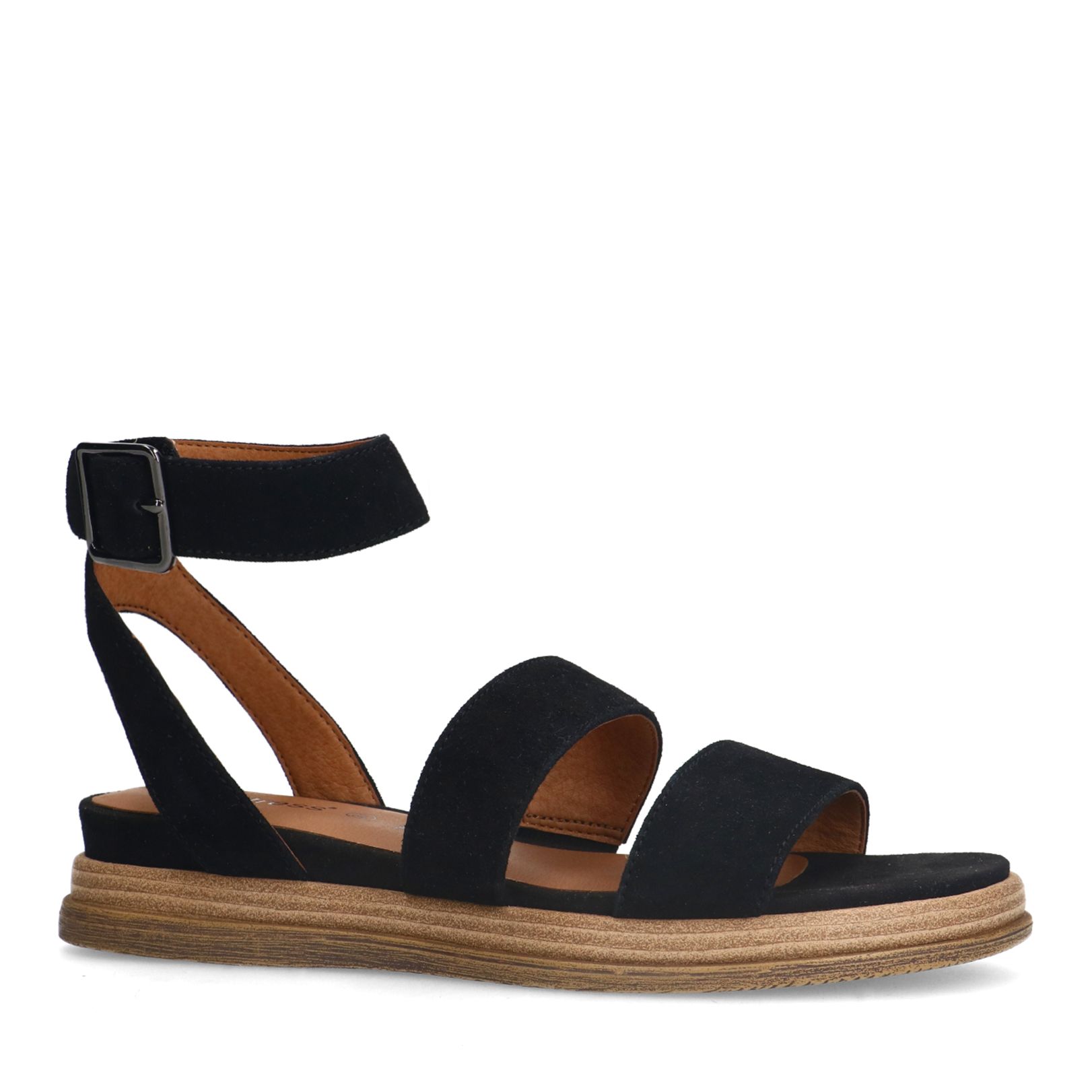 Schwarze Plateausandalen aus Veloursleder