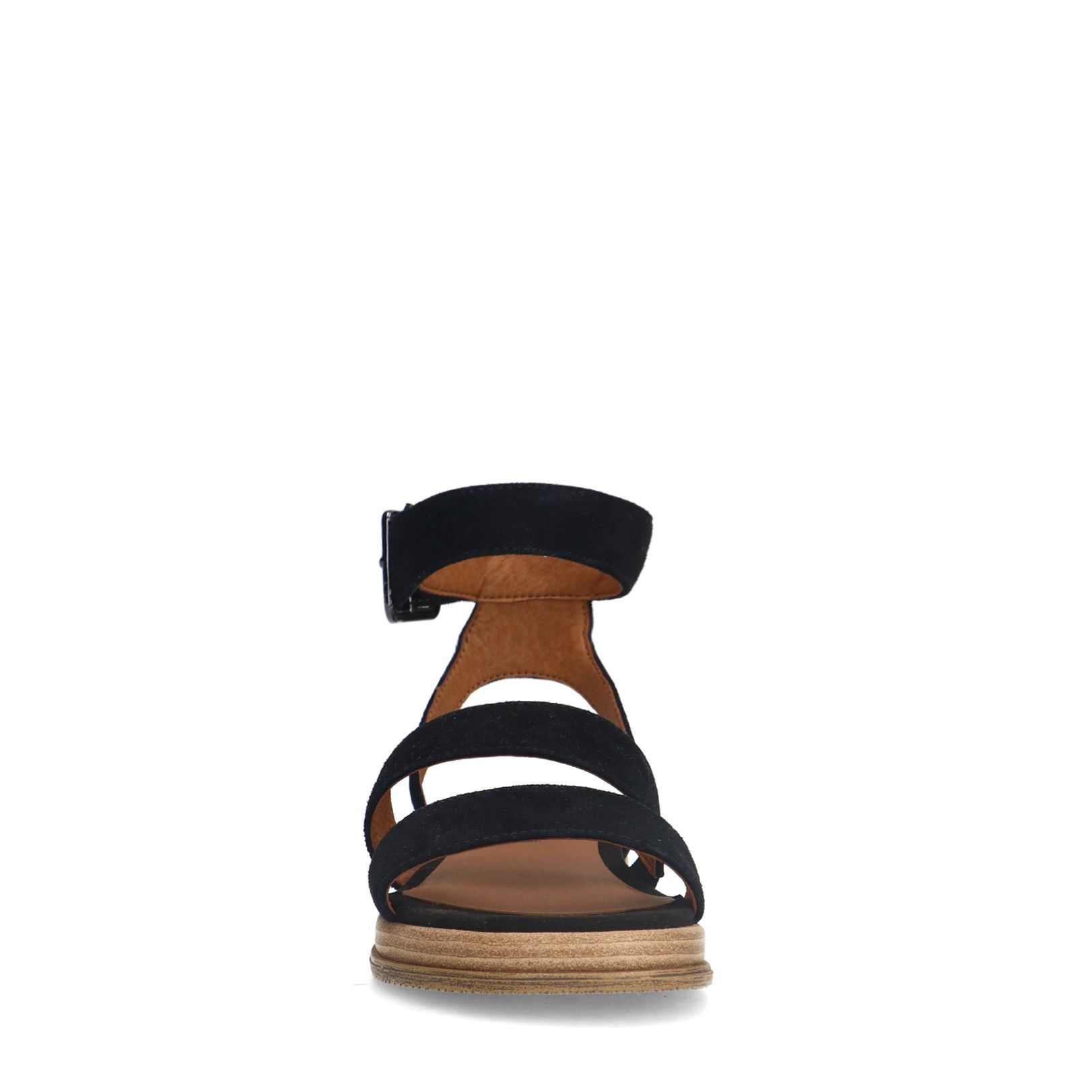 Schwarze Plateausandalen aus Veloursleder