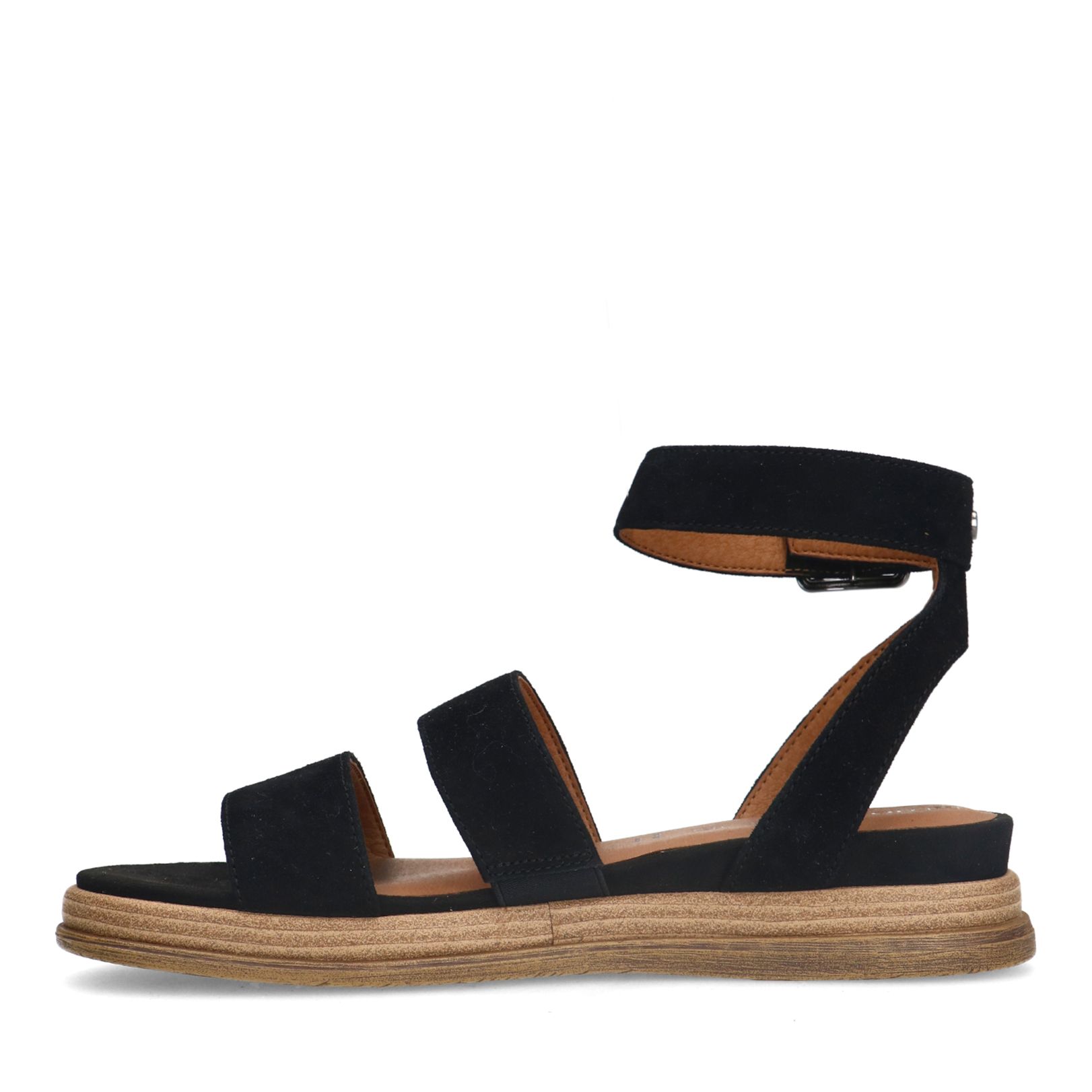 Schwarze Plateausandalen aus Veloursleder