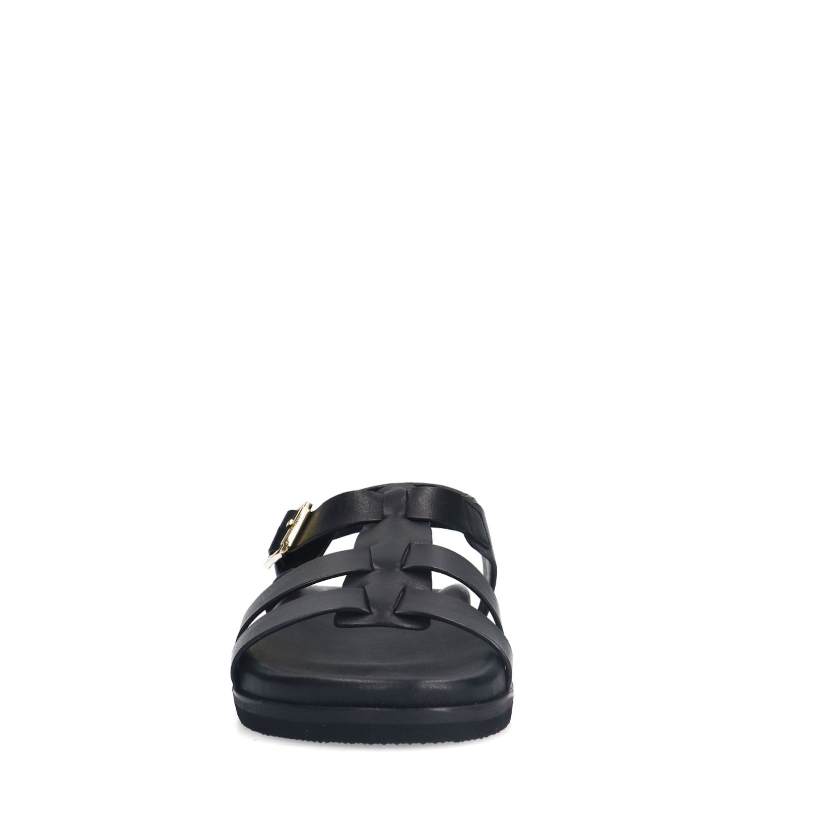 Zwarte leren sandalen met gespsluiting