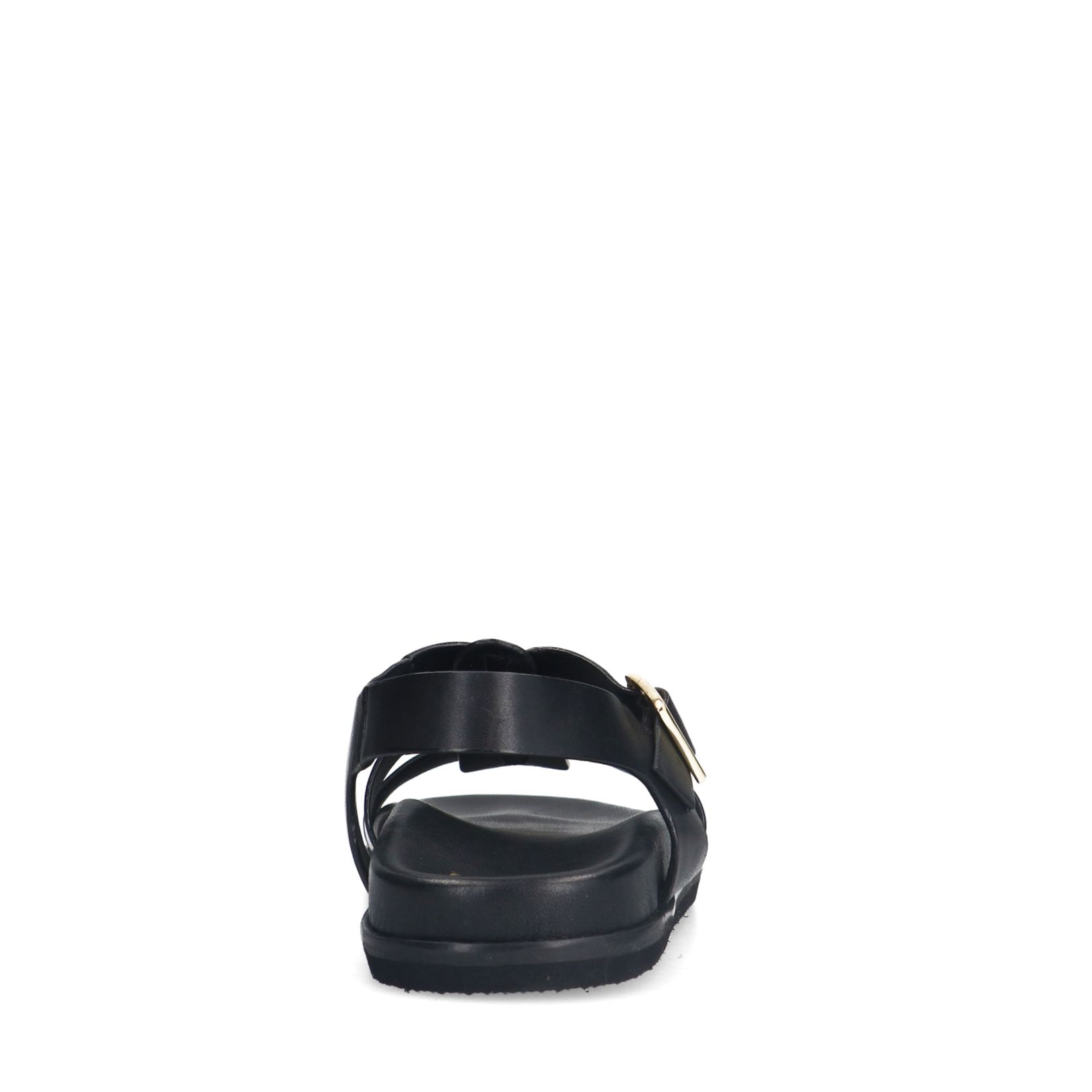Zwarte leren sandalen met gespsluiting