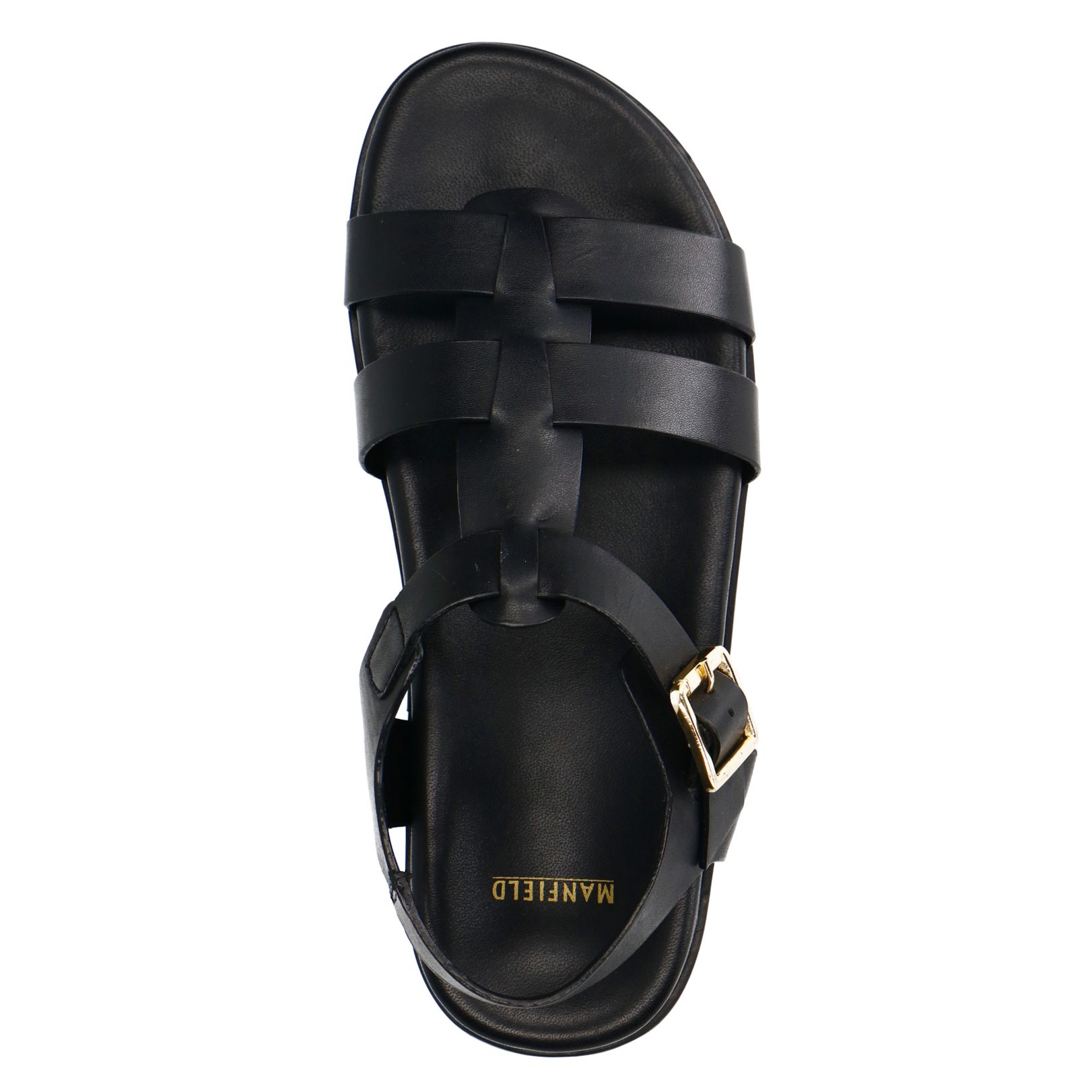 Zwarte leren sandalen met gespsluiting