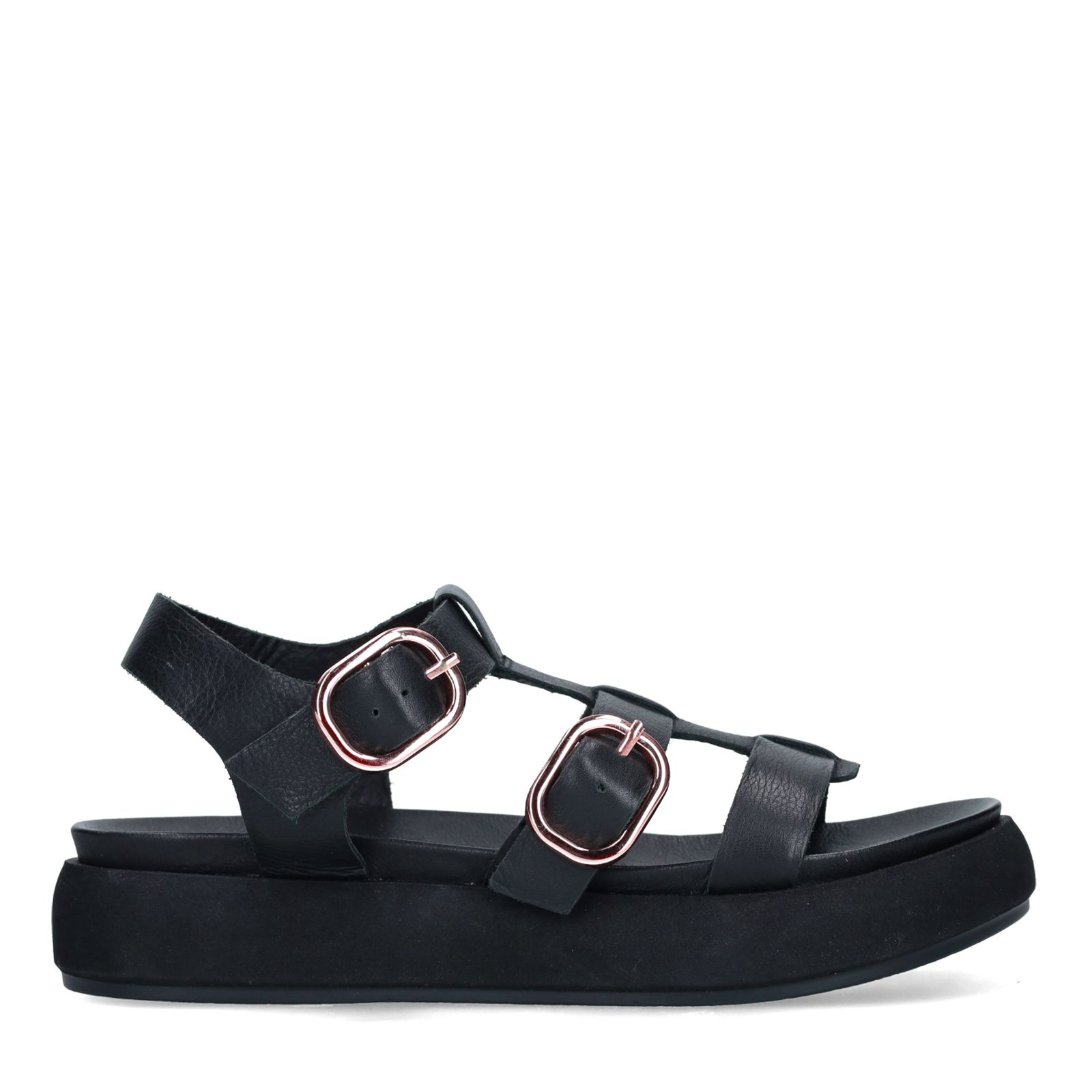 Zwarte leren sandalen