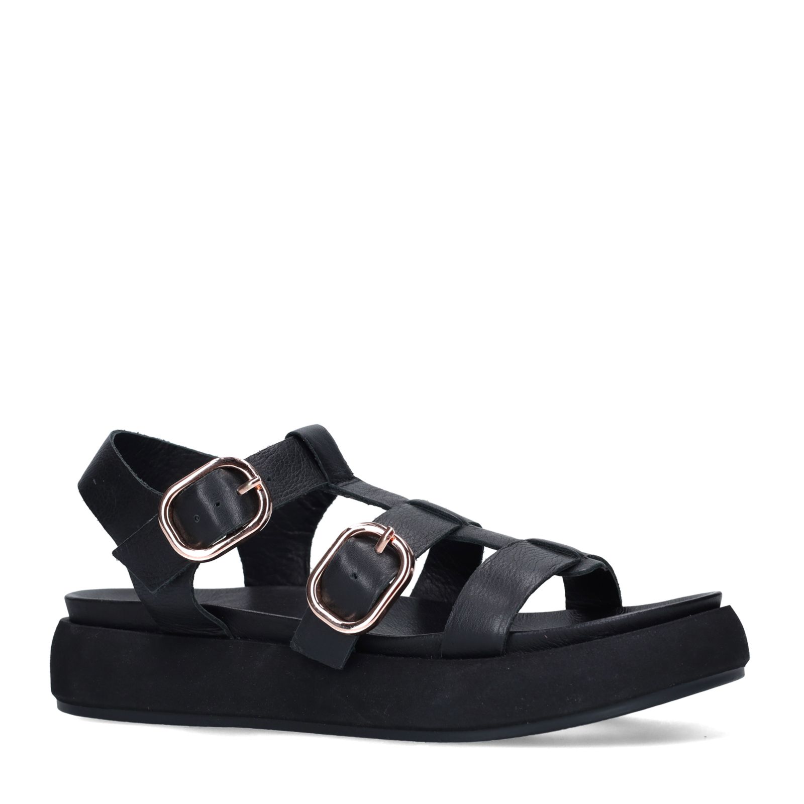 Zwarte leren sandalen