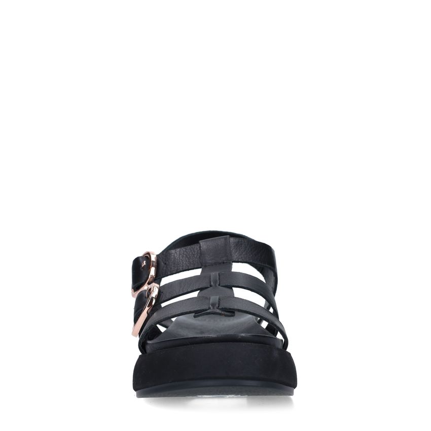 Schwarze Ledersandalen