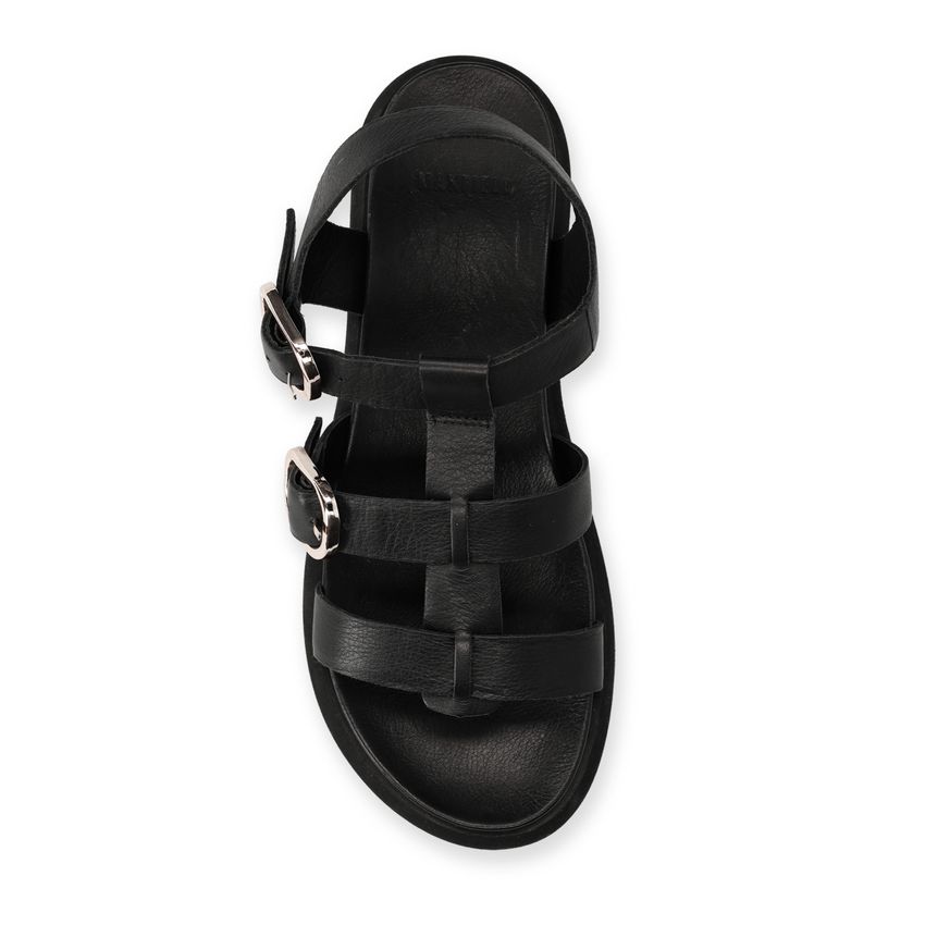Schwarze Ledersandalen