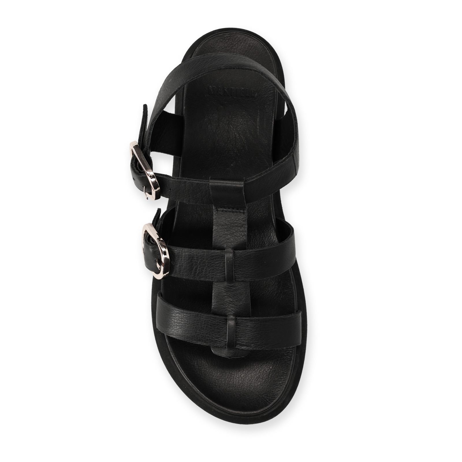Zwarte leren sandalen