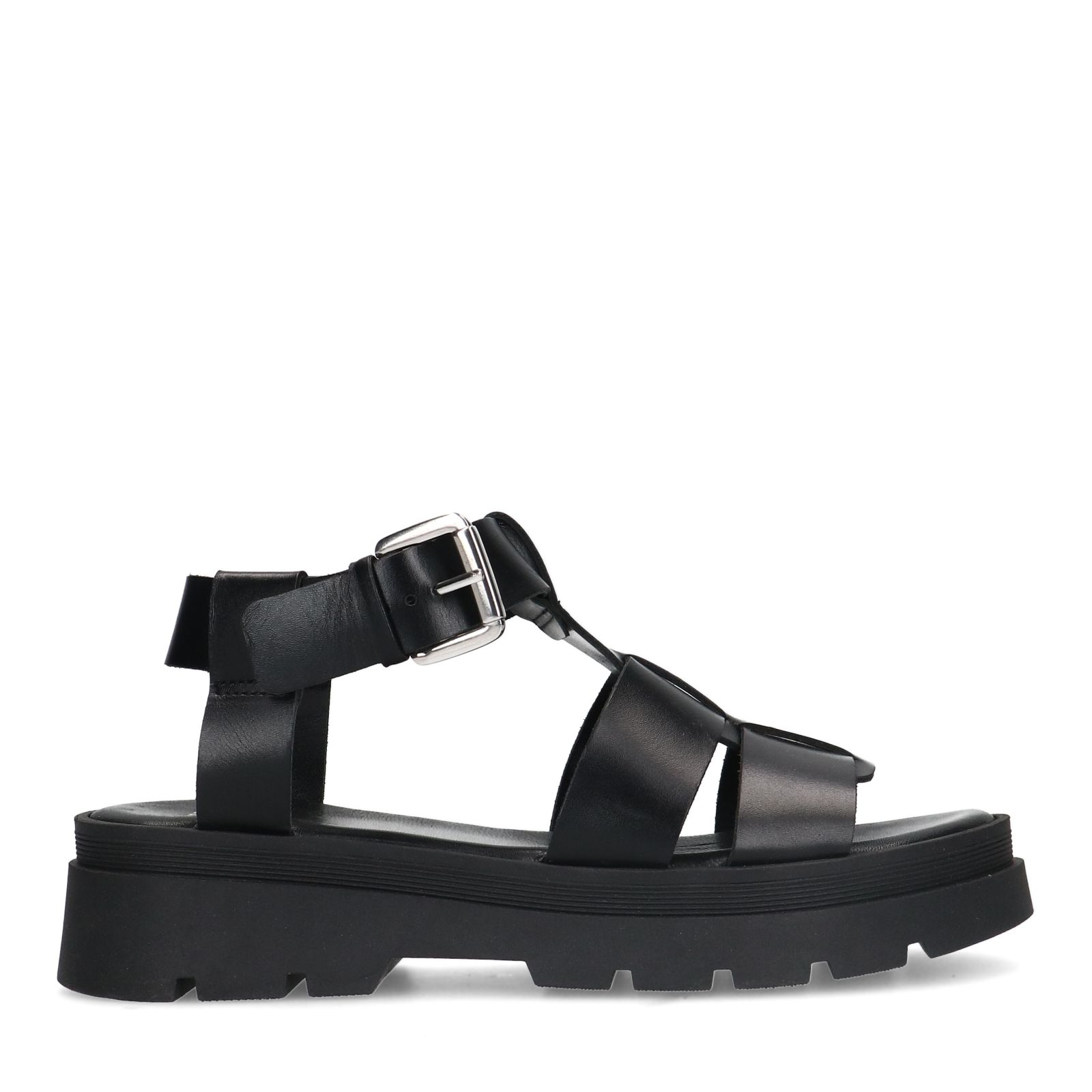 Zwarte leren sandalen