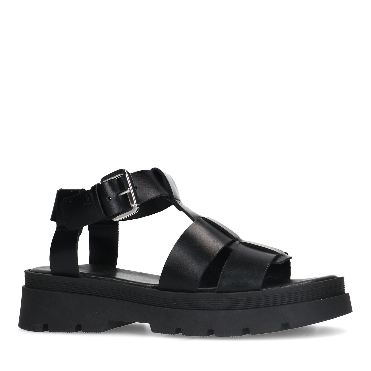 Zwarte leren sandalen
