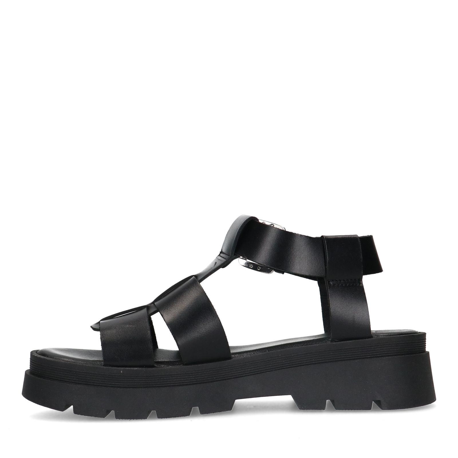 Zwarte leren sandalen