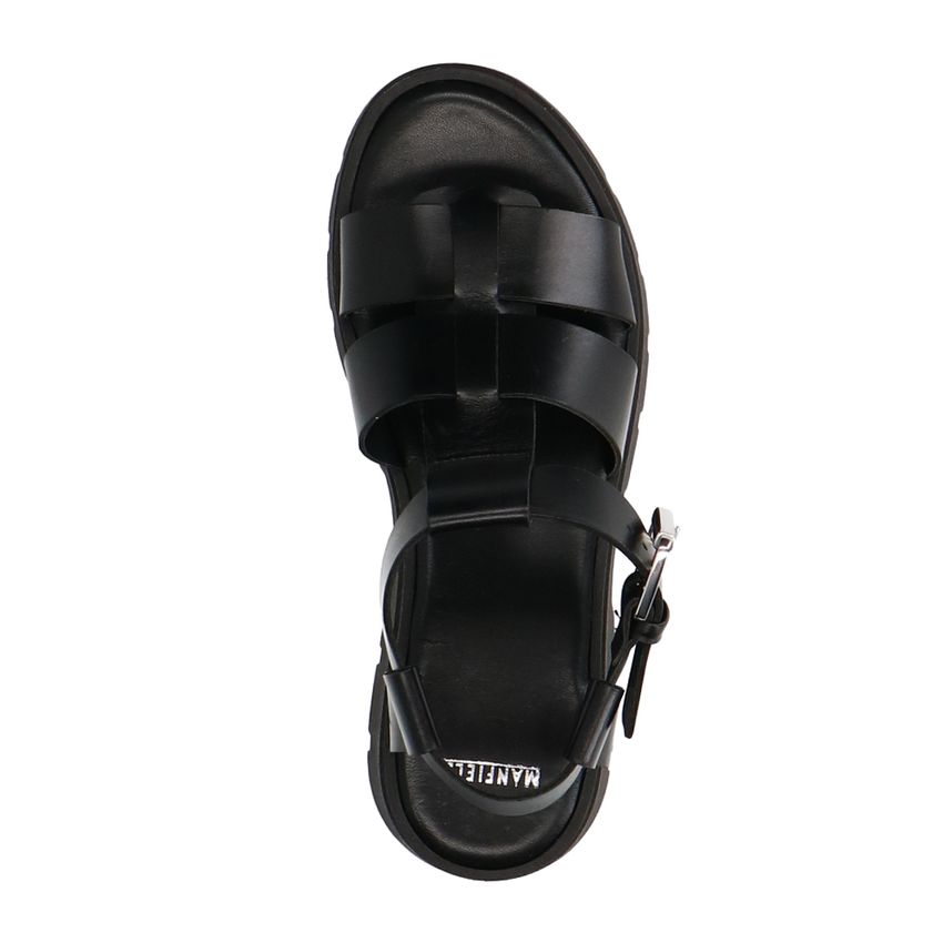 Zwarte leren sandalen