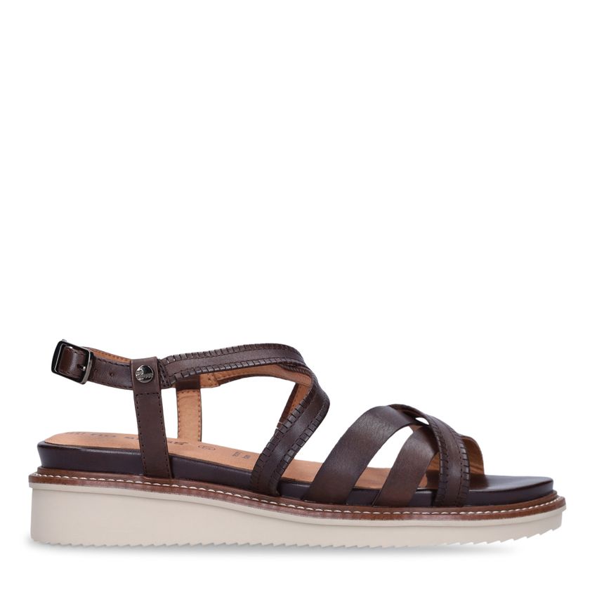 Donkerbruine leren sandalen