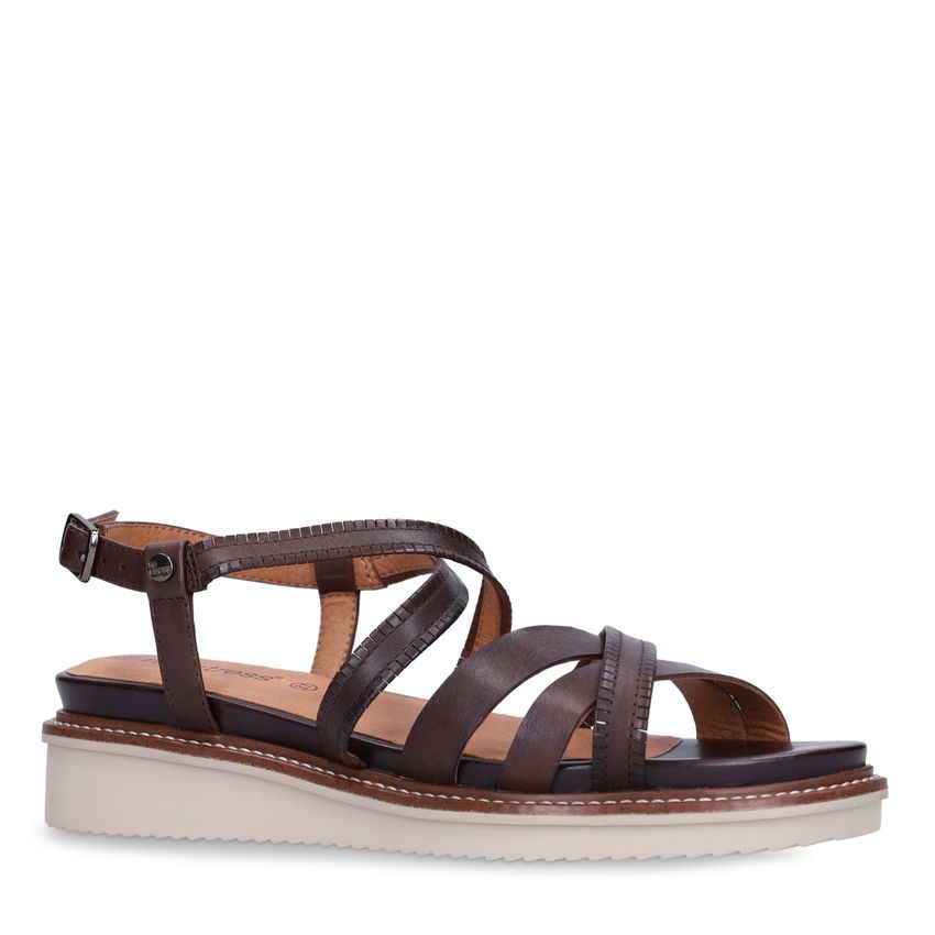 Donkerbruine leren sandalen