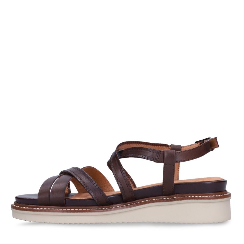 Donkerbruine leren sandalen
