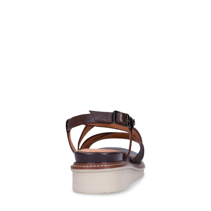 Donkerbruine leren sandalen