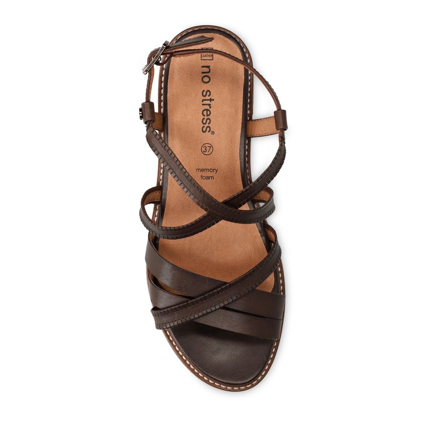 Donkerbruine leren sandalen
