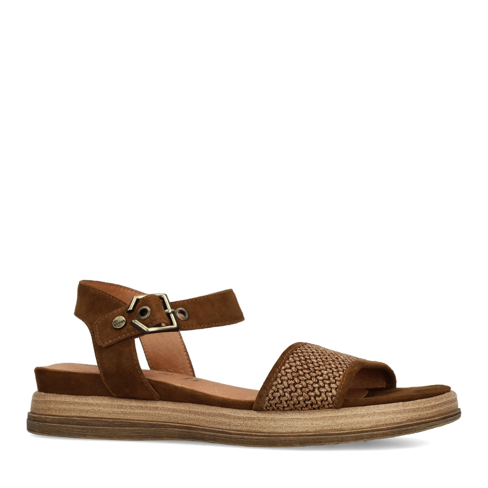 Bruine leren plateau sandalen