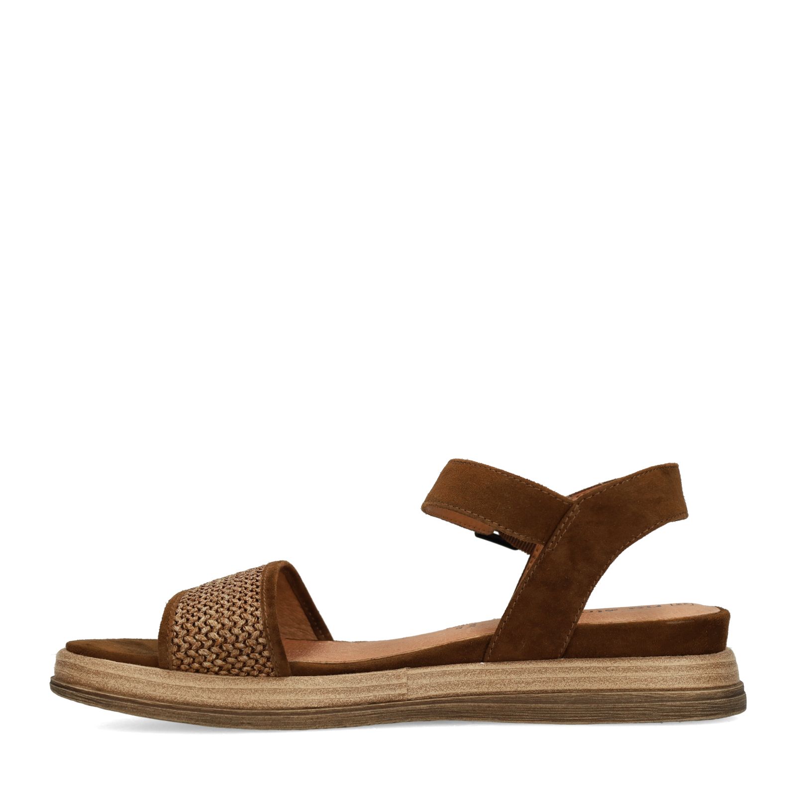 Bruine leren plateau sandalen