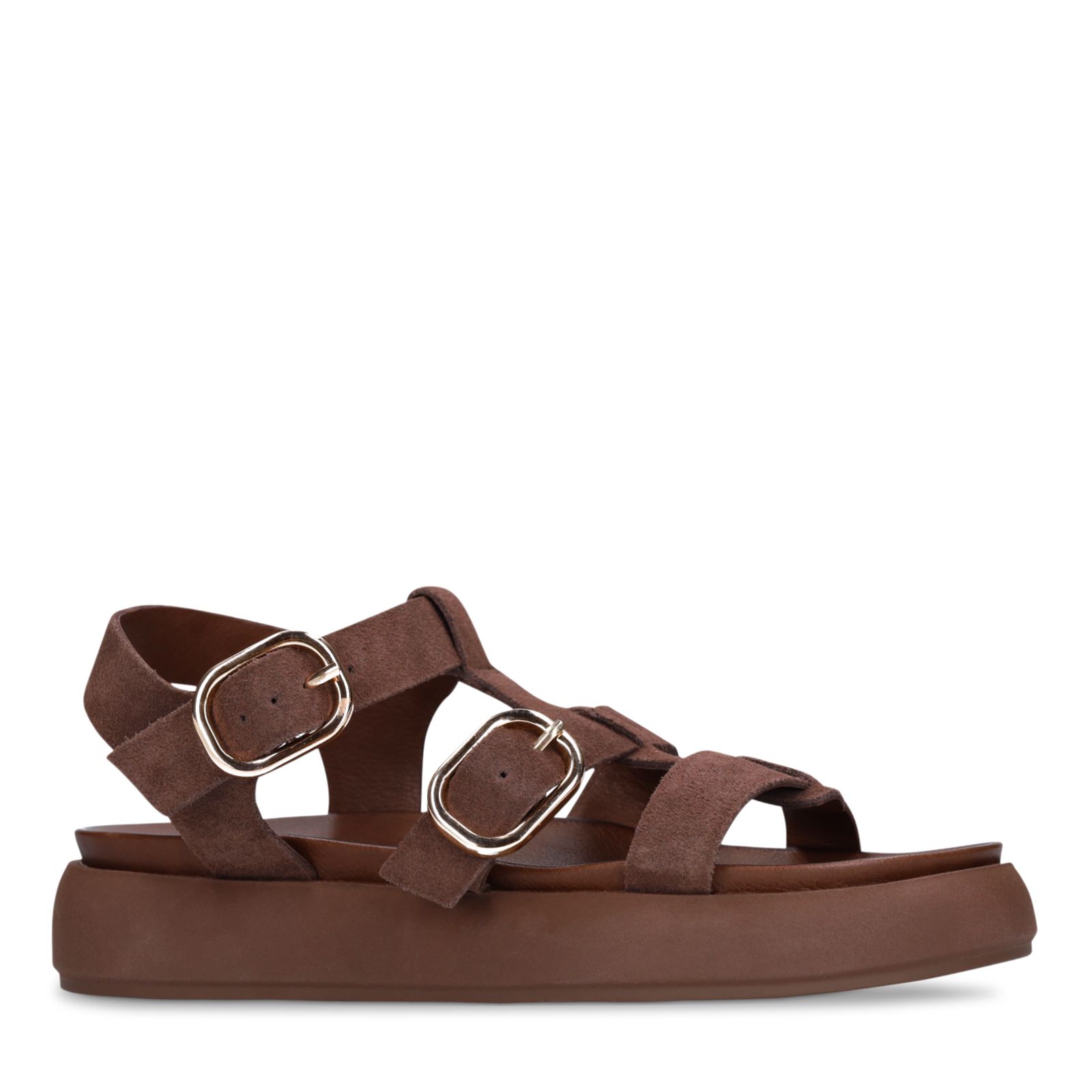 Bruine suède sandalen