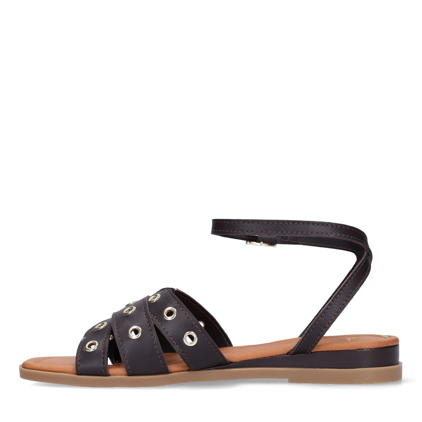 Bruine leren sandalen met studs