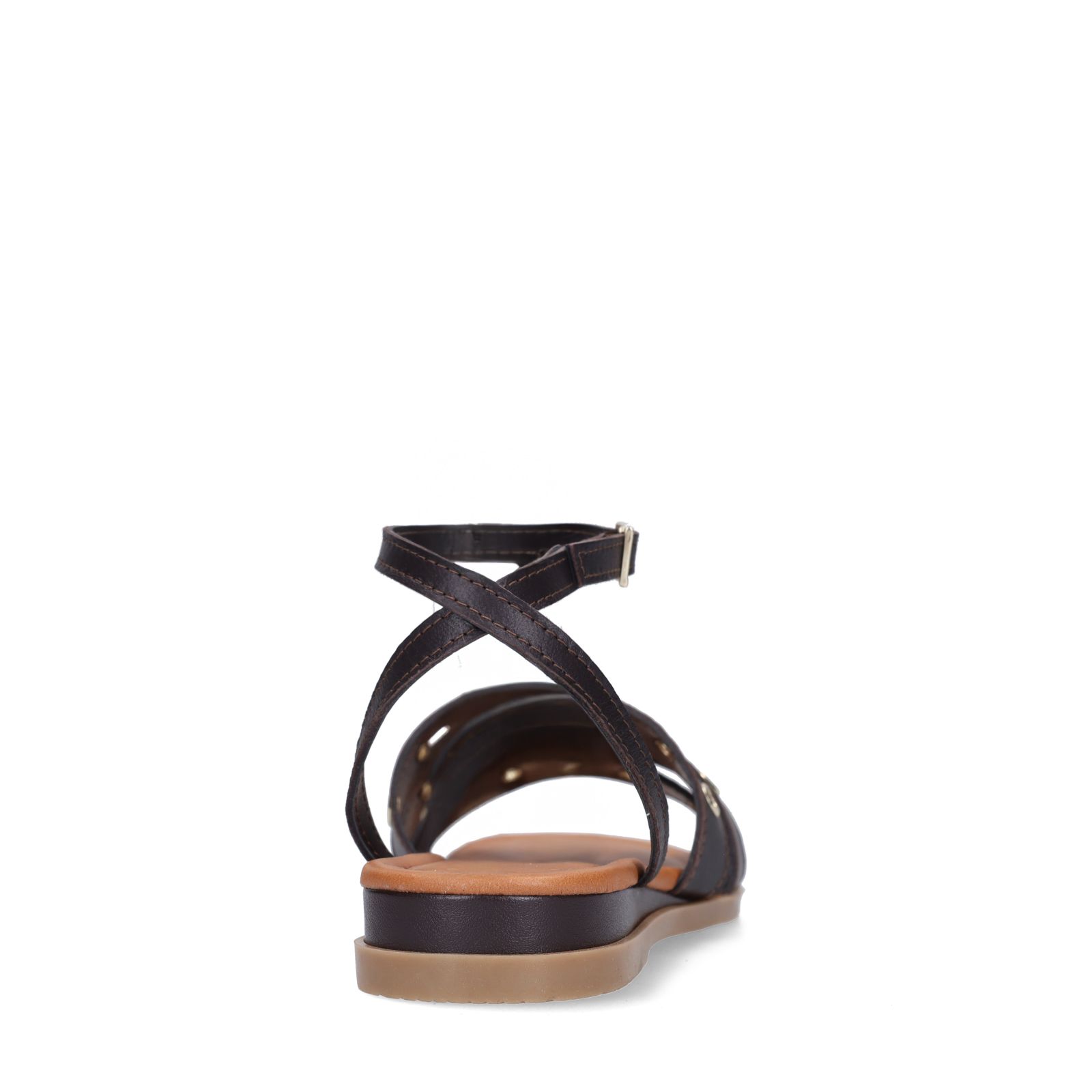 Bruine leren sandalen met studs