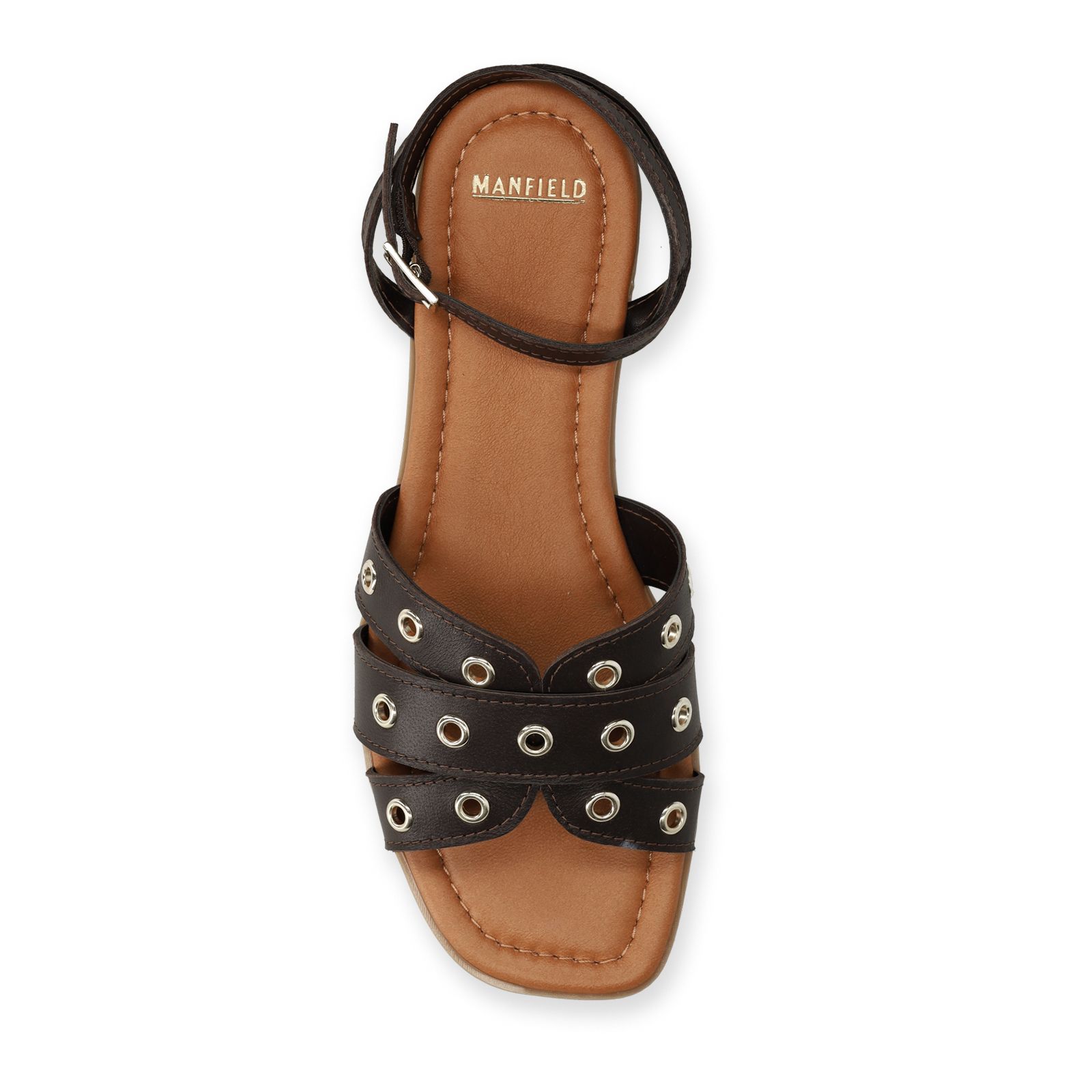 Bruine leren sandalen met studs