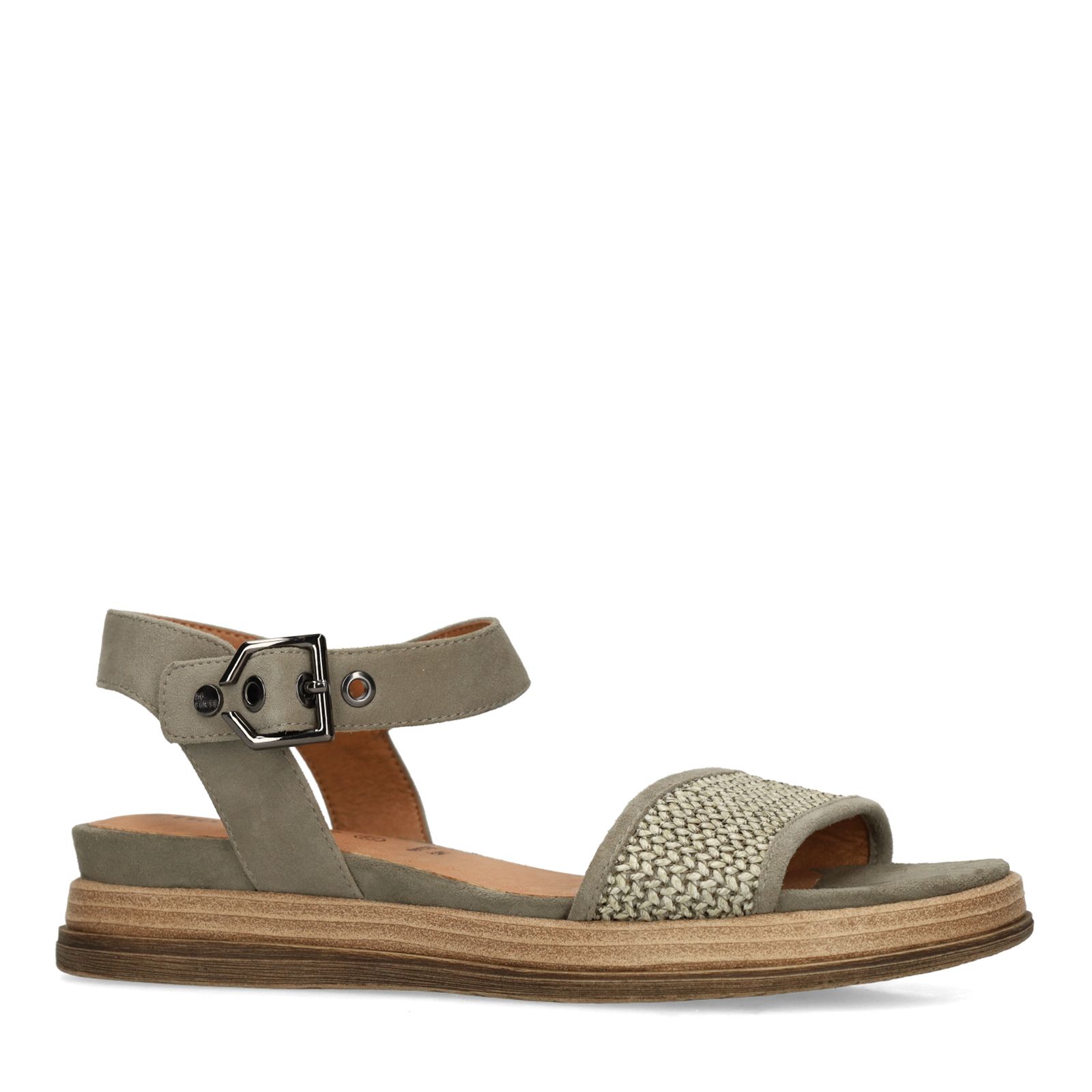 Groene leren plateau sandalen