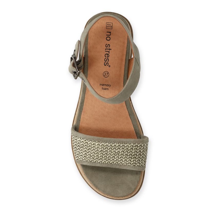 Groene leren plateau sandalen