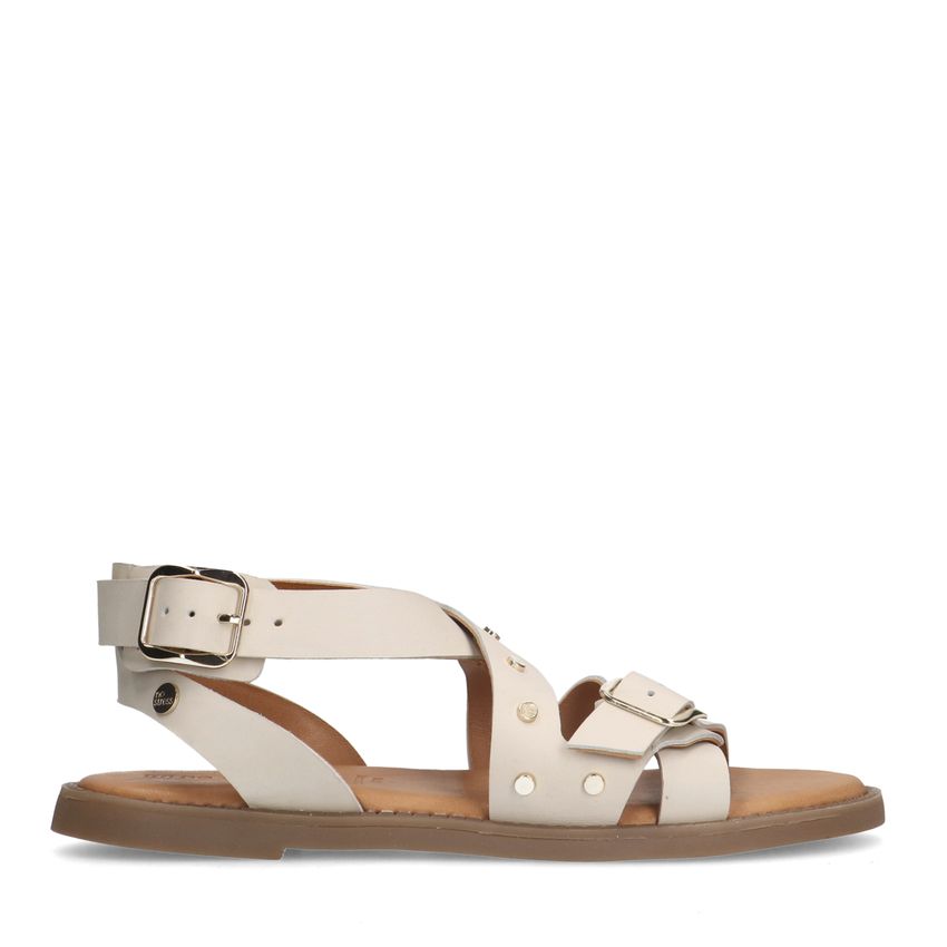 Witte leren sandalen met studs