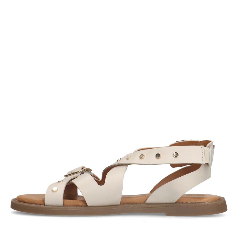 Witte leren sandalen met studs