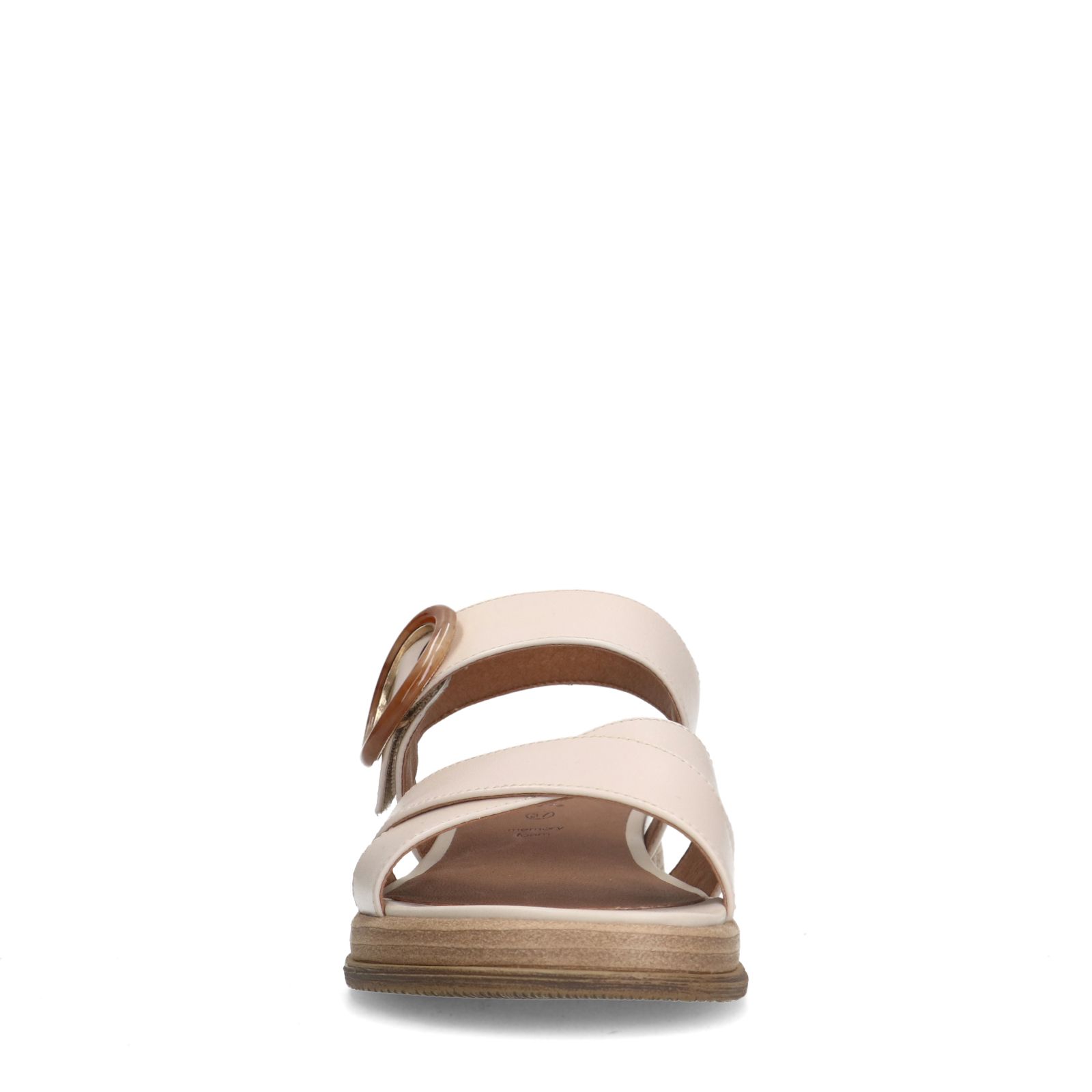 Créme witte leren plateau sandalen met gesp