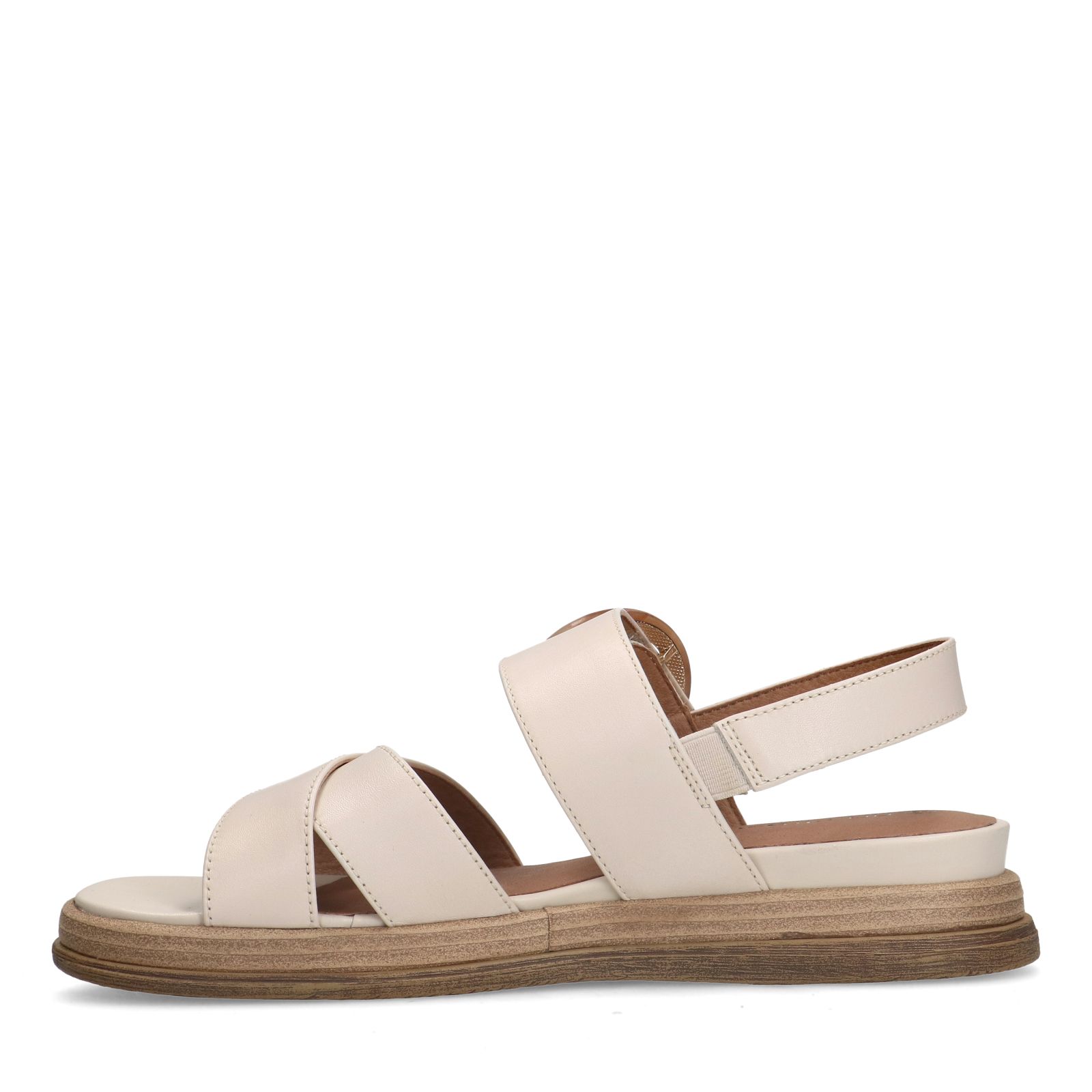 Créme witte leren plateau sandalen met gesp