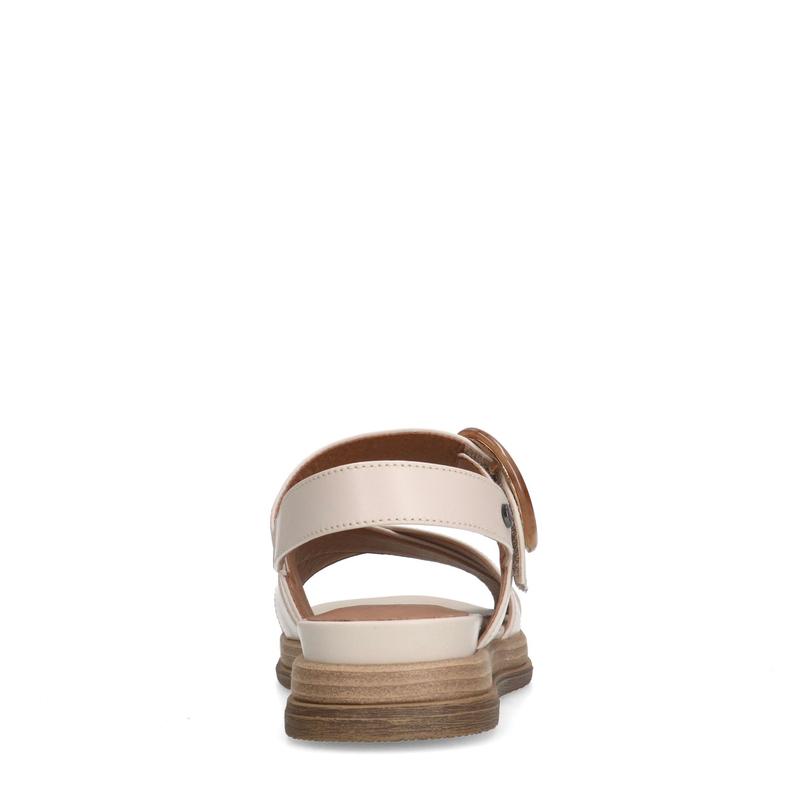 Créme witte leren plateau sandalen met gesp