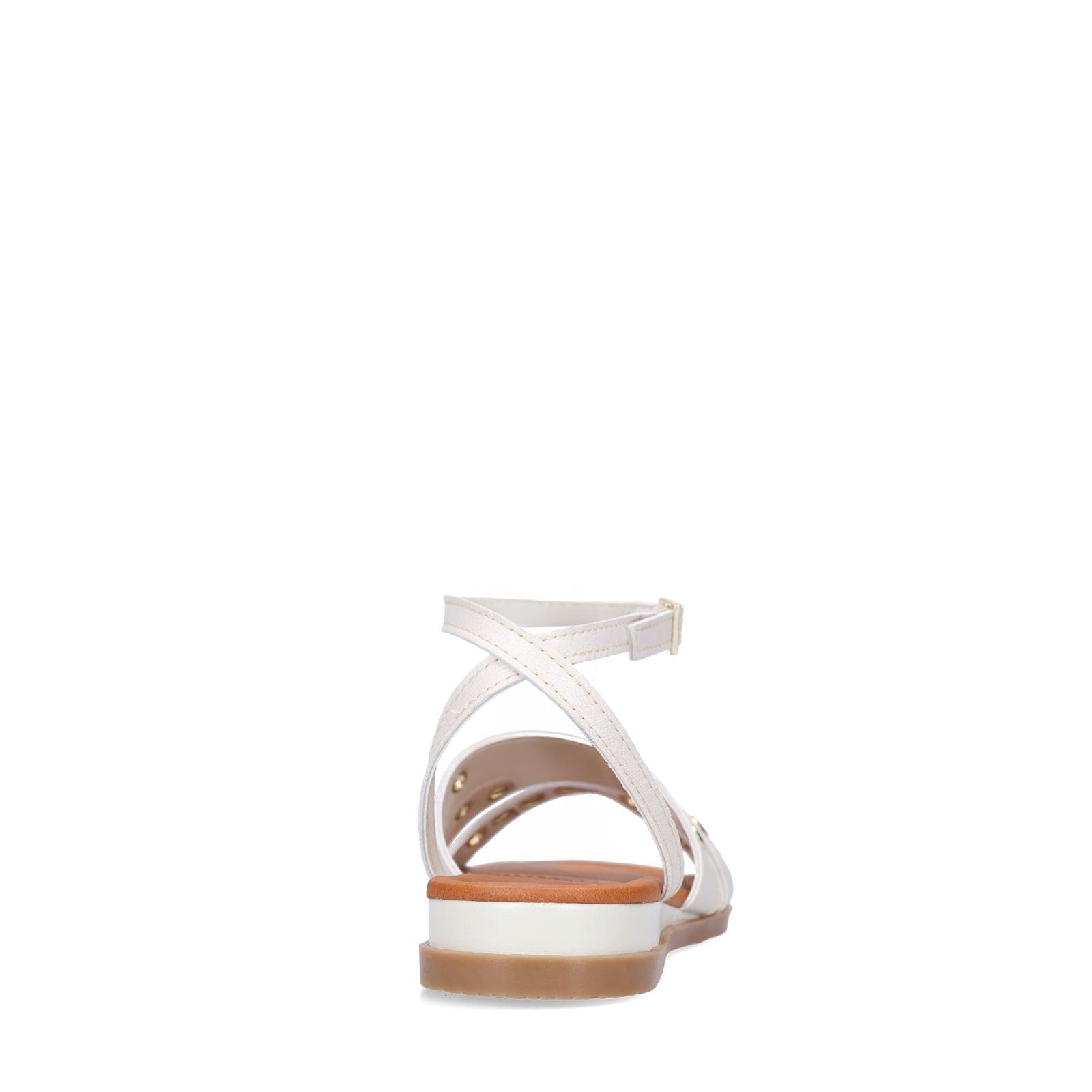 Offwhite Ledersandalen mit Nieten