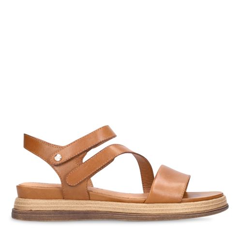 Cognac leren sandalen